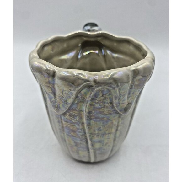 Vintage 70s Fitz & Floyd Dragonfly Cup Pearl Iridescent Ceramic Floral Mug Retro - Picture 4 of 12